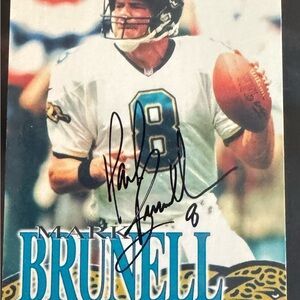 Autographed Mark Brunell Football Card - White Teal Jersey